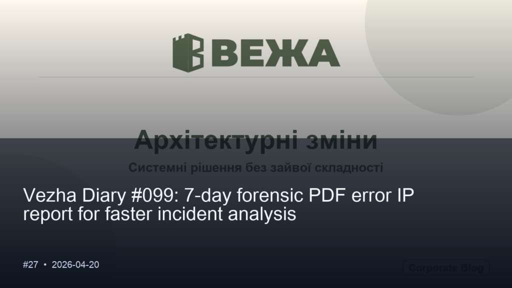 Vezha Diary #099: 7-day forensic PDF error IP report for faster incident analysis