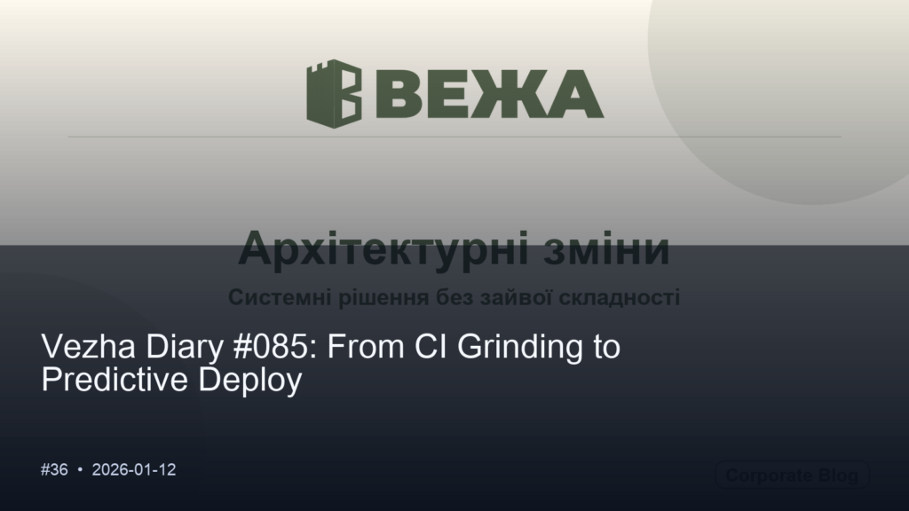 Vezha Diary #085: From CI Grinding to Projected Deploy