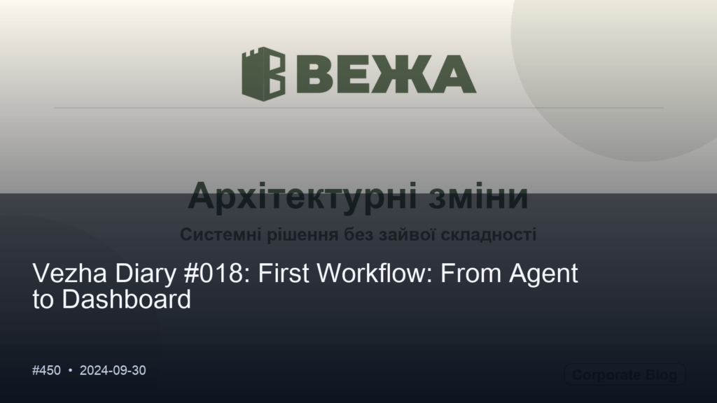 Vezha Diary #018: First Workflow: From Agent to Dashboard