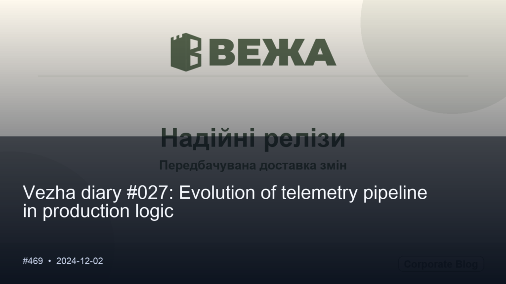 Vezha diary #027: Evolution of telemetry pipeline in production logic