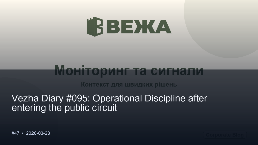 Vezha Diary #095: Operational Discipline After Entering the Public Circuit