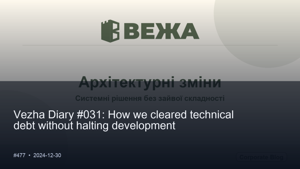 Vezha Diary #031: How We Cleaned Up Technical Debt Without Stalling Development