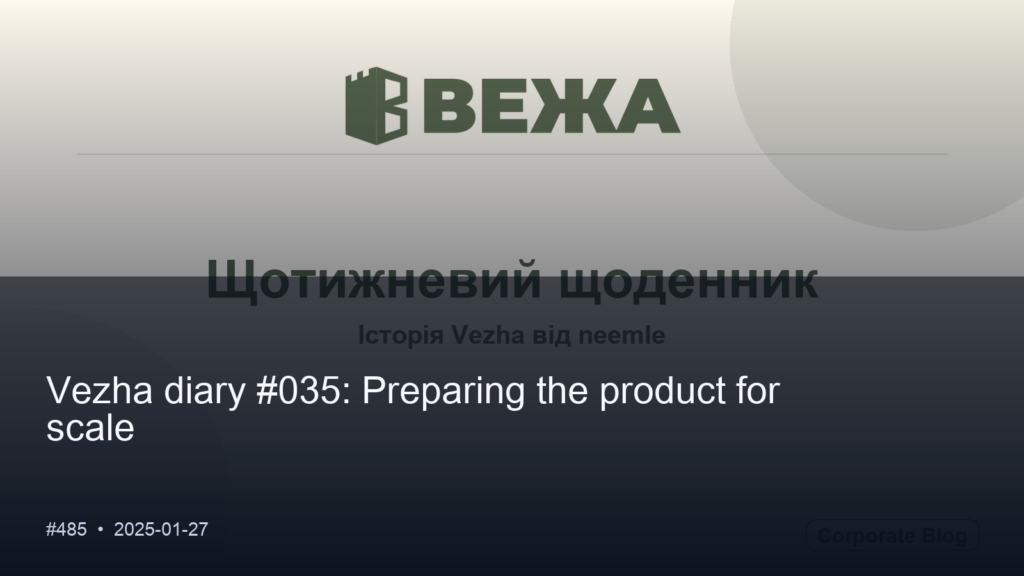 Vezha Diary #035: Preparing the product to scale