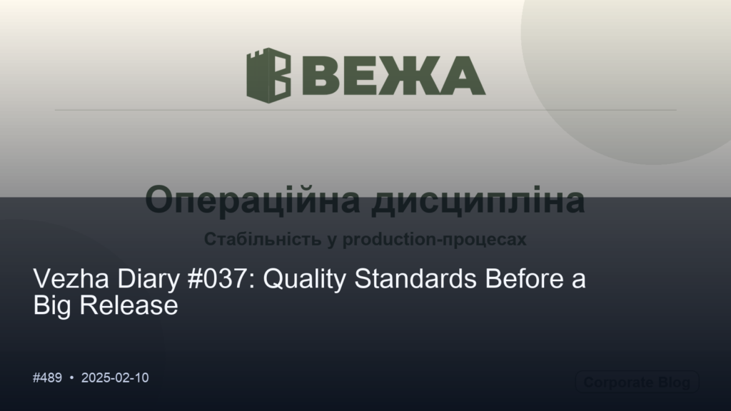 Vezha Diary #037: Quality standards before a major release