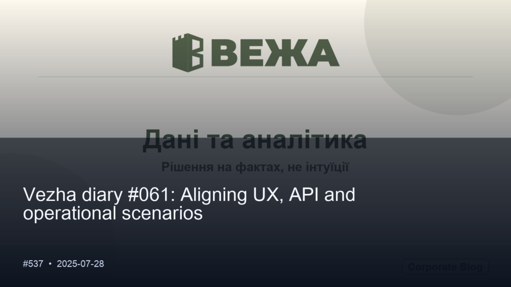Vezha diary #061: Aligning UX, API and operational scenarios